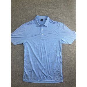 Dunning Polo Shirt Men's XL Blue White Pinstripe‎ Short Sleeve Button Whitefish